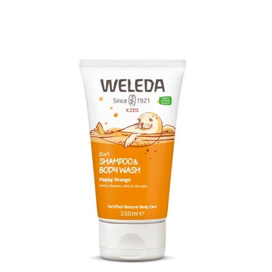 Gel de ducha y champú 2 en 1 para niños, naranja, 150 ml, Weleda