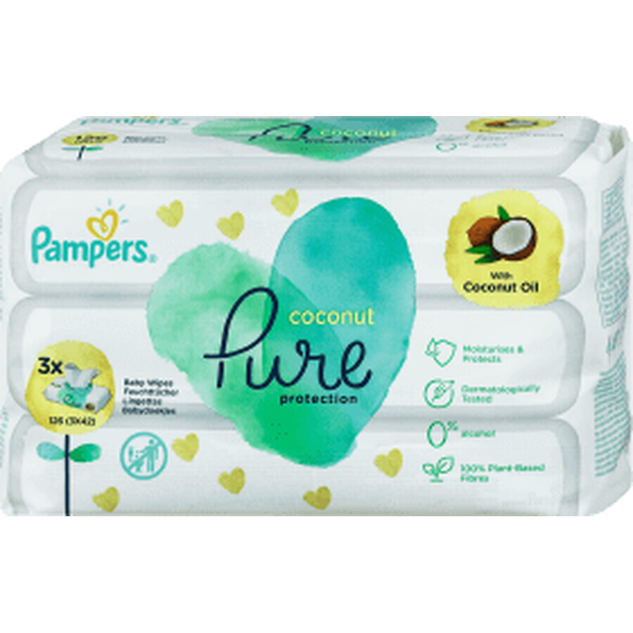 Pampers Toallitas Pure Coconut 3x44, 132 pzs