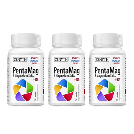 Pachet PentaMag 1200 mg, 3 x 30 capsule, Zenyth