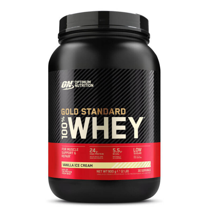 Pudra proteica Whey Gold Standard Vanilla Ice Cream, 900 g, Optimum Nutrition