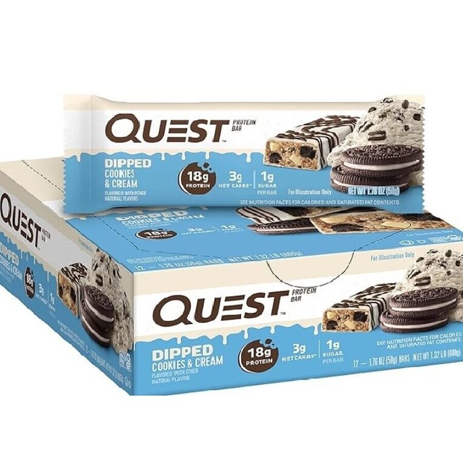 Quest® Dipped Protein Bar, Cream Biscuit Flavored Protein Bar, 50 g GNC