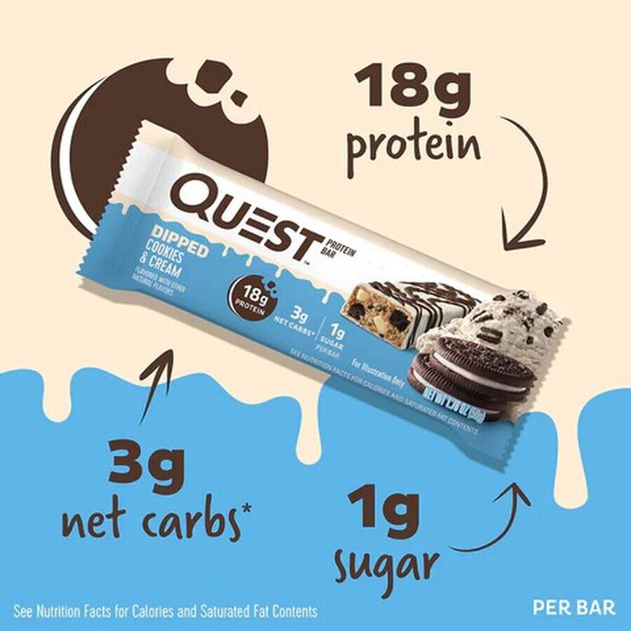 Quest® Dipped Protein Bar, Cream Biscuit Flavored Protein Bar, 50 g GNC