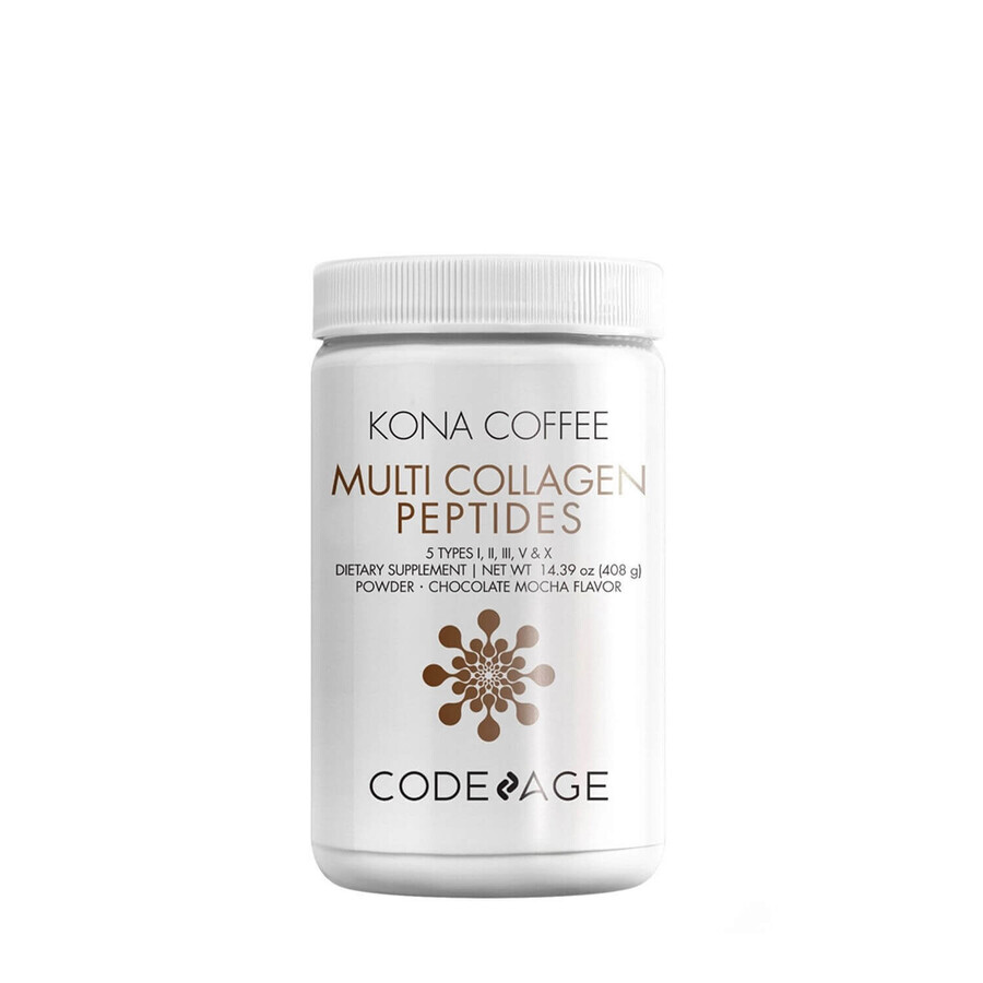 Codeage Kona Coffee Multi Collagen - Péptidos de colágeno de 5 tipos, Colágeno hidrolizado de 5 fuentes en forma de péptidos con café soluble de Kona, 408 g, GNC