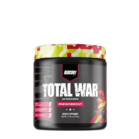 Redcon1 Total-War Pre-Workout, Pre-Workout Energizer mit Erdbeer- und Kiwi-Geschmack, 441 g, GNC