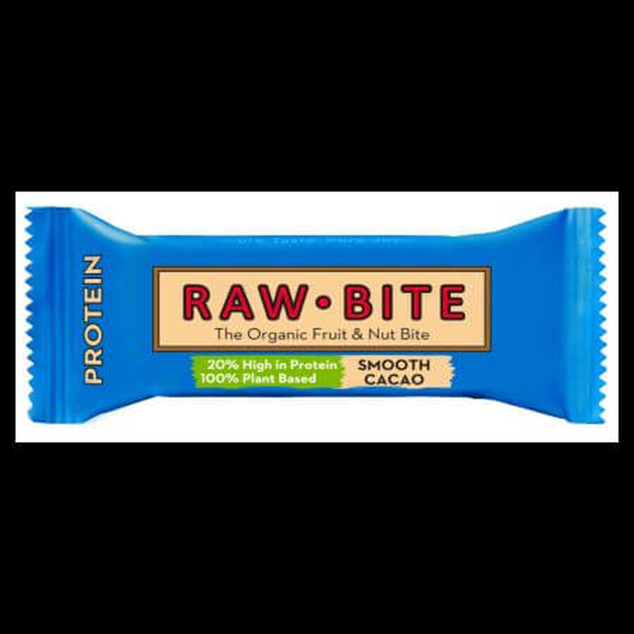 Biologische Eiwitreep Glad Cacao, 45 g, Rawbite