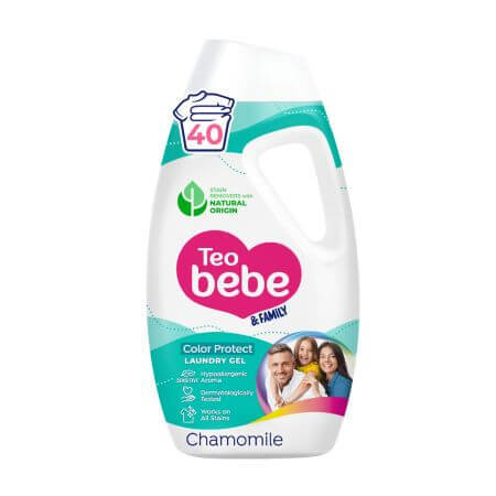 Detergente Gel Color Protect Familiar, Manzanilla, 1800 ml, Teo Bebe