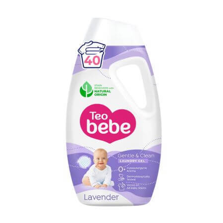 Detergente Gel Suave y Limpio, Lavanda, 1800 g, Teo Baby