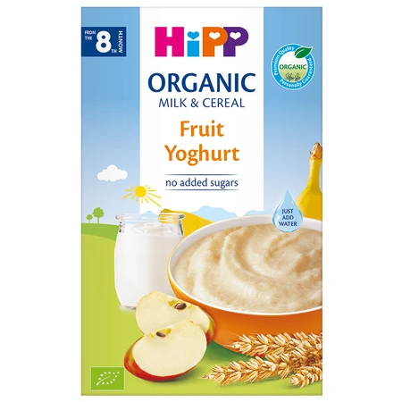 Hipp leche y cereales ecológicos con fruta y yogur, 250 g (8+ meses)