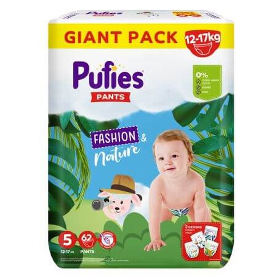 Windelhosen Fashion & Nature, Nr. 5, 12-17 kg, 62 Stück, Pufies