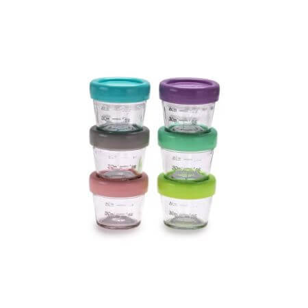 Set van 6 glazen potjes voor babyvoeding, 6 x 118 ml, Melii