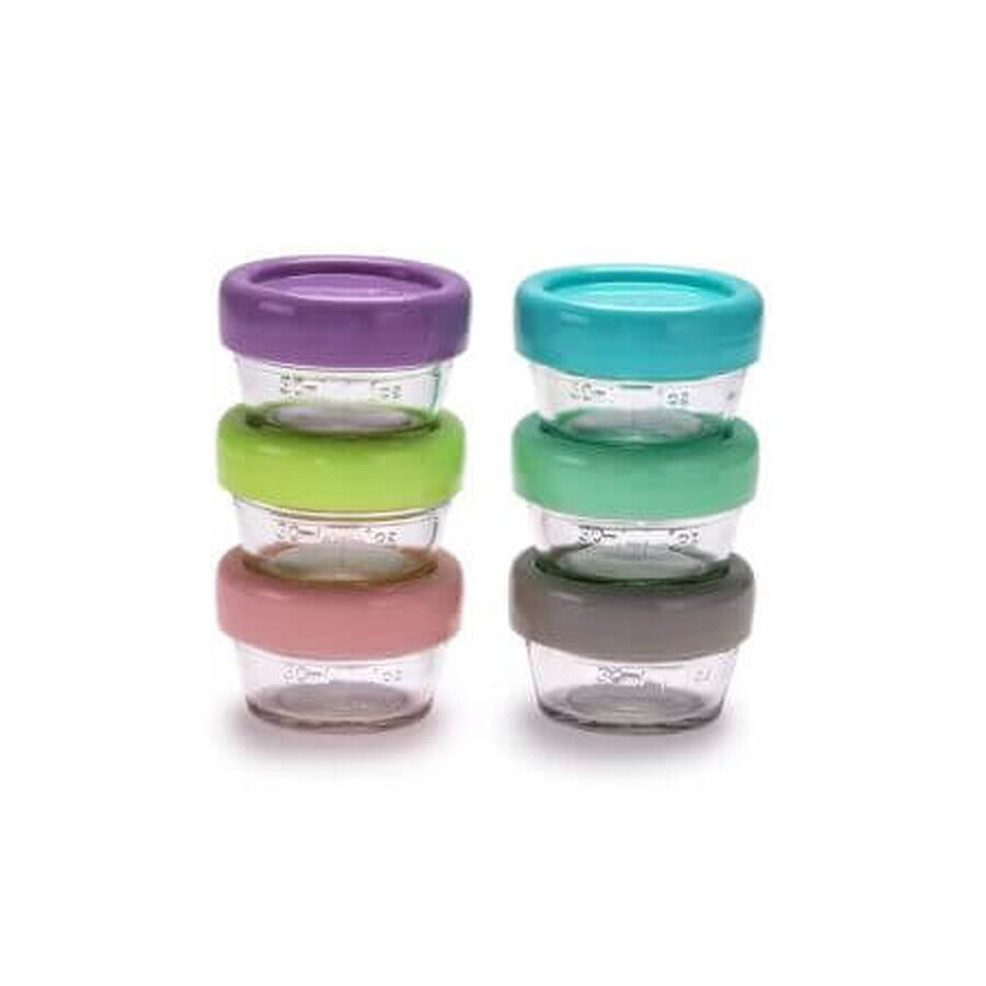 Set van 6 glazen potjes voor babyvoeding, 6 x 59 ml, Melii