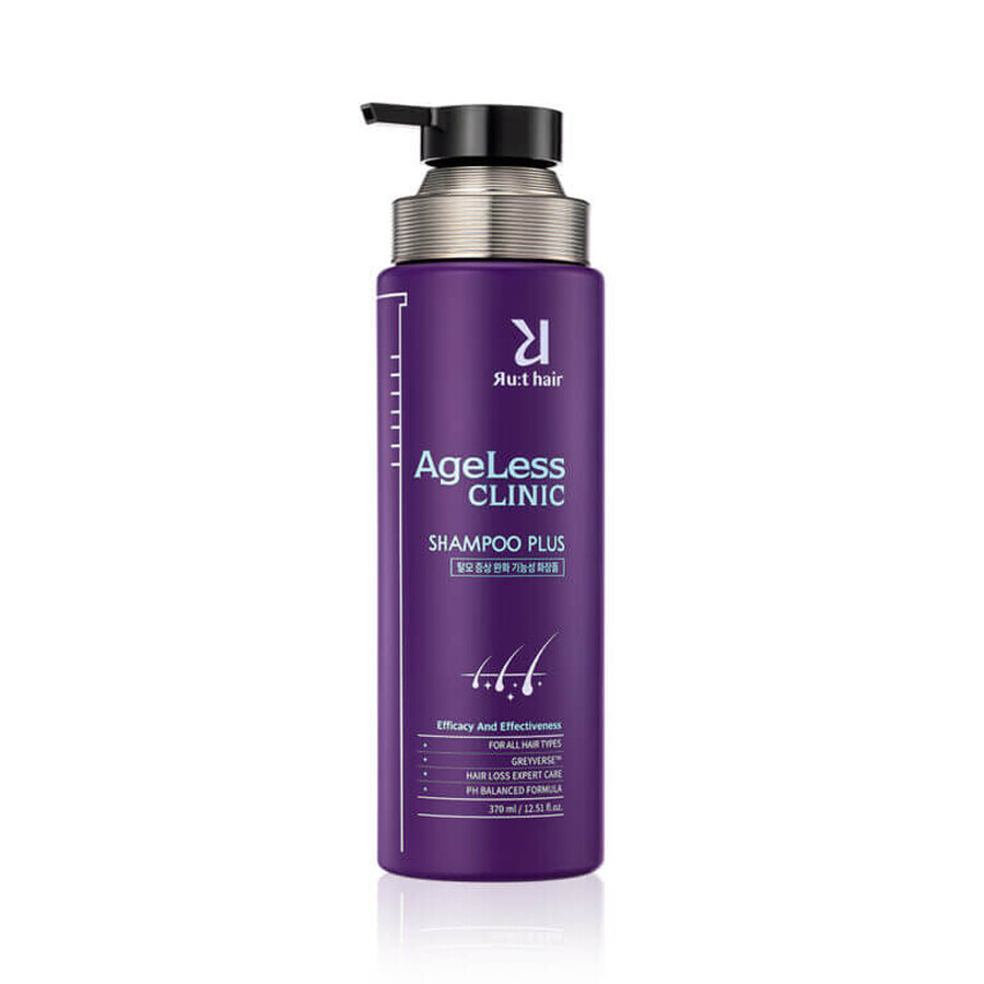 Shampoo contro la caduta dei capelli, lo sbiancamento e l'invecchiamento del cuoio capelluto, Ageless Clinic Shampoo Plus, Ru:t Hair, 370 ml, Biocart