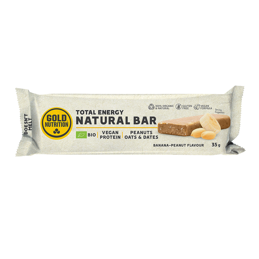 Barre protéinée bio naturelle banane-cacahuète, 35 g, Gold Nutrition