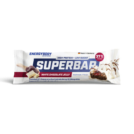 Superbar Barrita proteica de chocolate blanco y gelatina, 50 g, Energybody