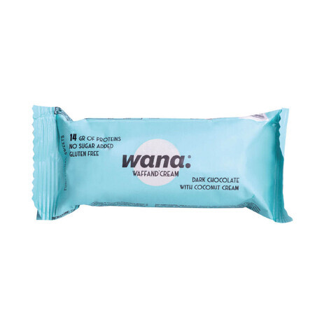 Wana barquillo proteico de chocolate negro y coco, 43 g, Wana