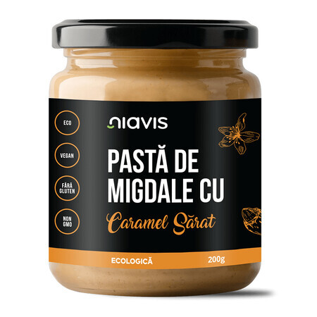 Pasta de almendra ecológica con caramelo salado, 200 g, Niavis