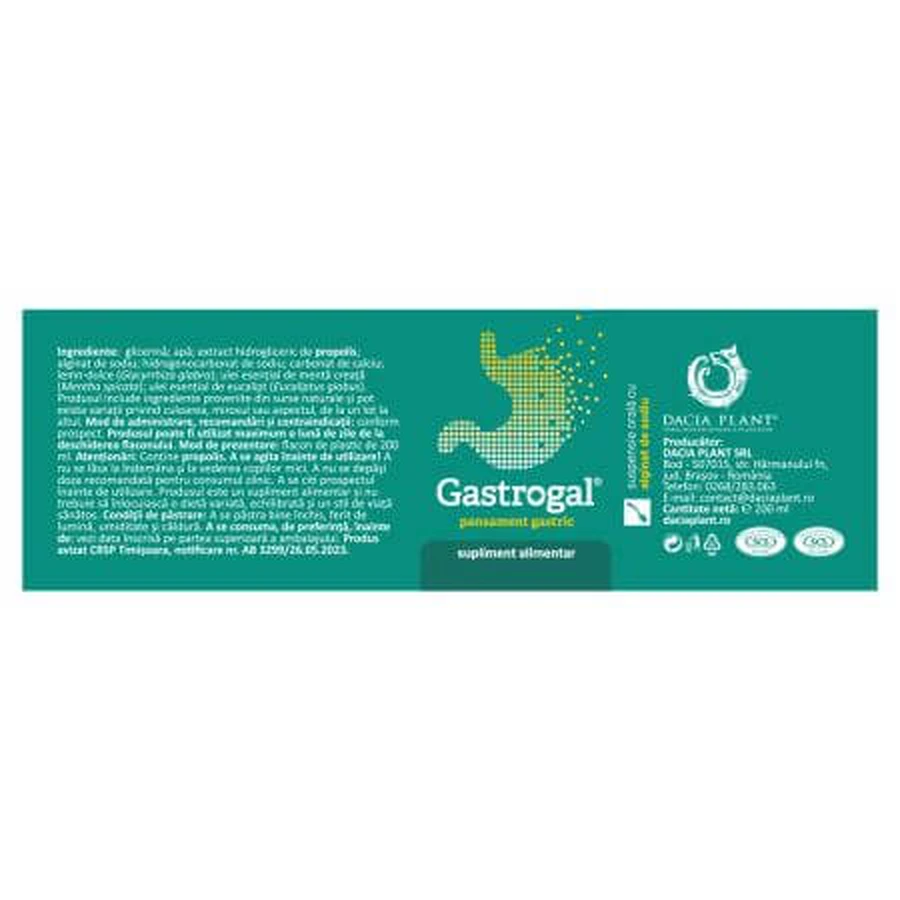 Gastrogal suspensión oral, 200 ml, Planta Dacia