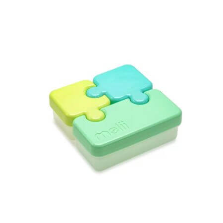 Recipiente para alimentos, motivo puzzle, Azul y Verde, Miel