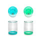 Set of 2 children&#39;s glasses with interior design, Blue and Green, Melii