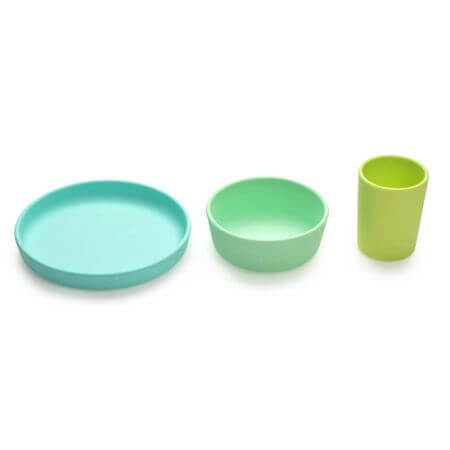 Set de 3 recipientes de silicona para alimentos, Azul, Lima y Menta, Melii