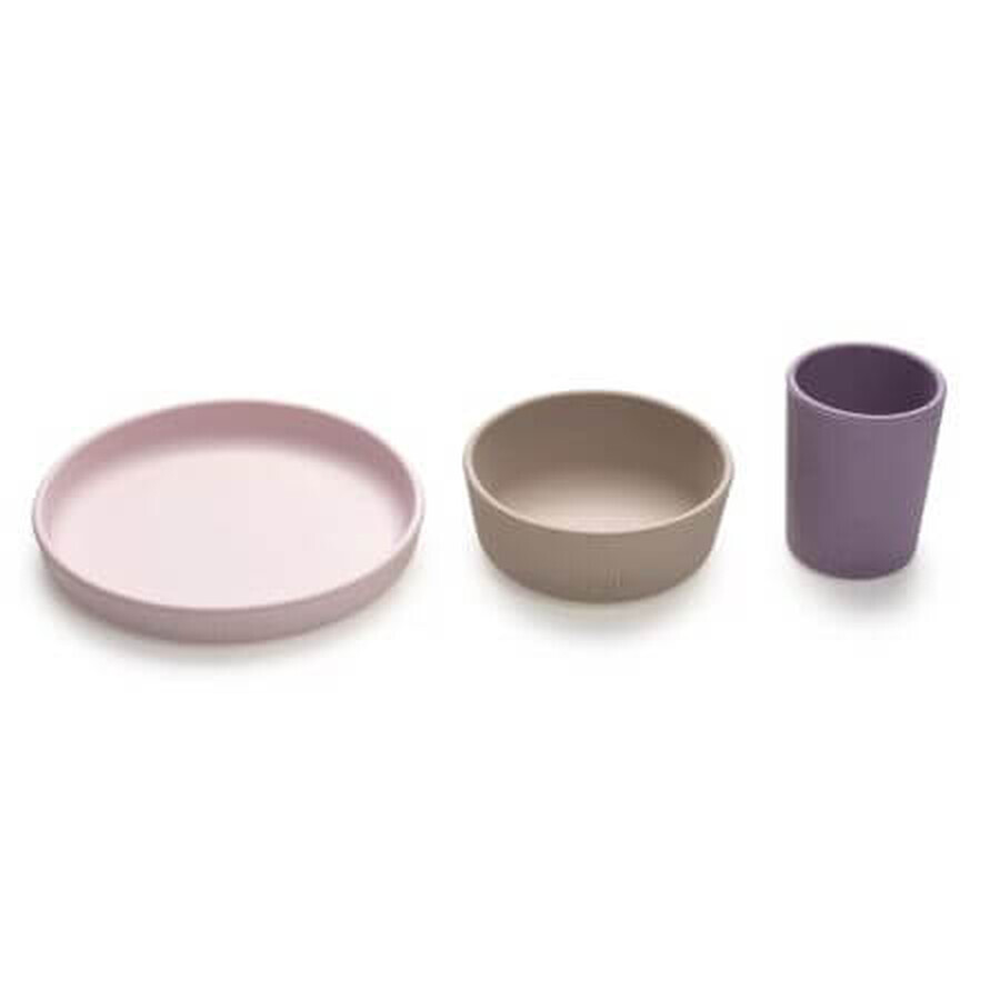 Set di 3 contenitori in silicone per alimenti, Viola, Rosa e Grigio, Melii