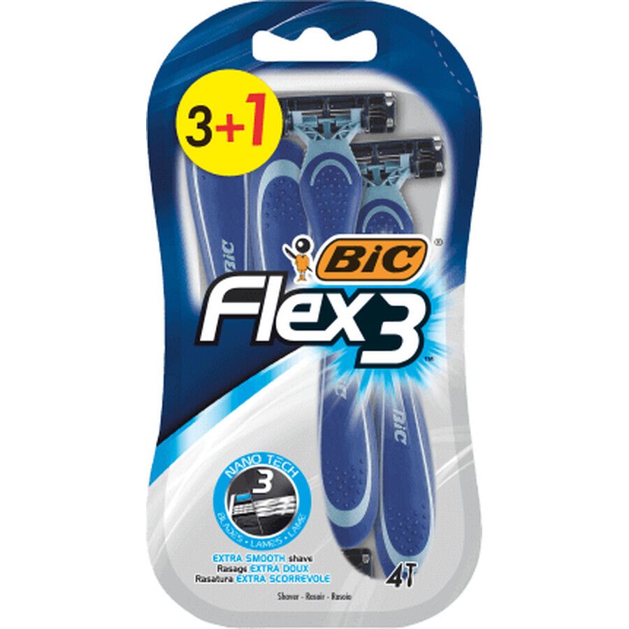 Afeitadora BIC FLEX3, 4 piezas