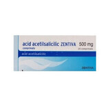Ácido acetilsalicílico, 500 mg, 20 comprimidos, Zentiva