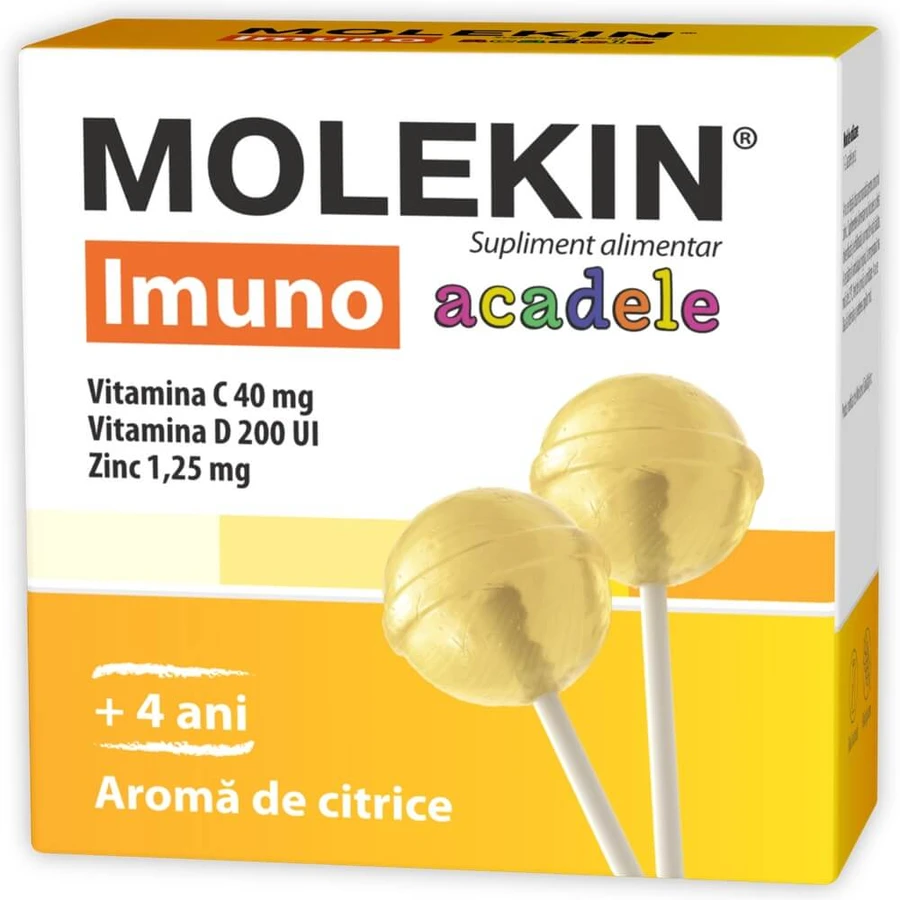 Molekin Imuno per +4 anni, 12 lecca lecca al gusto di agrumi, Zdrovit