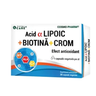 Acide alpha-lipoïque avec biotine et chrome, 30 gélules, Cosmopharm