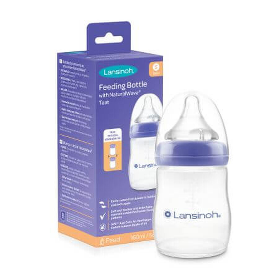 Bottiglia NaturalWave S-nipple, +1 mese, 160 ml, Lansinoh