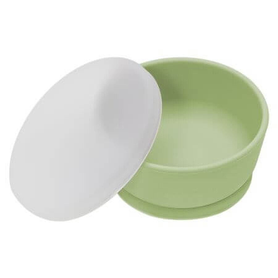 Ciotola in silicone con ventosa e coperchio, 6 mesi+, Raw Green, Appekids