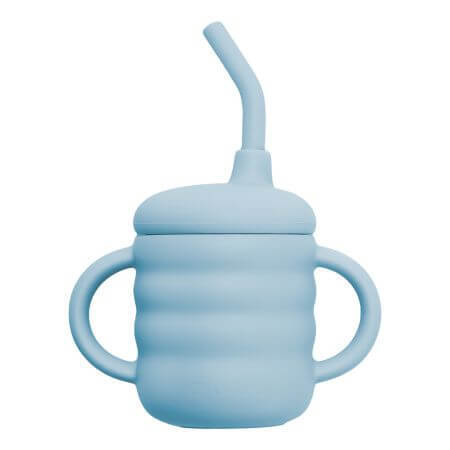 Vaso con pajita de silicona, 6 meses+, Aqua Blue, Appekids