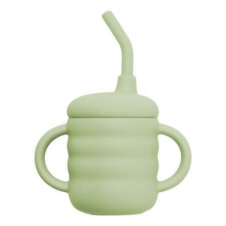 Tasse en silicone avec paille, 6 mois et plus, Raw Green, Appekids