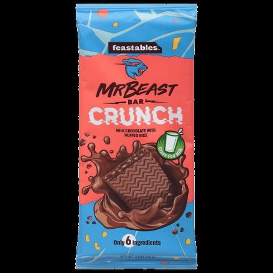 Cioccolato al latte e croccantini di riso Cunch, 60 g, Mr Beast Feastables