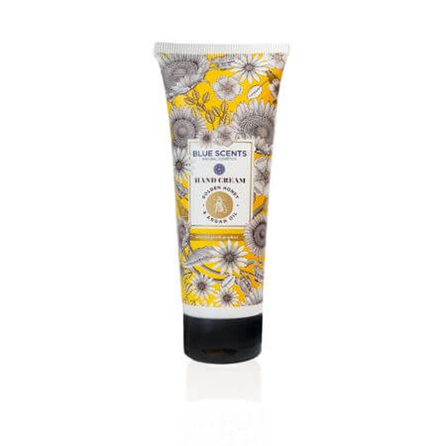 Goldener Honig & Arganöl Handcreme, 75 ml, Blaue Düfte