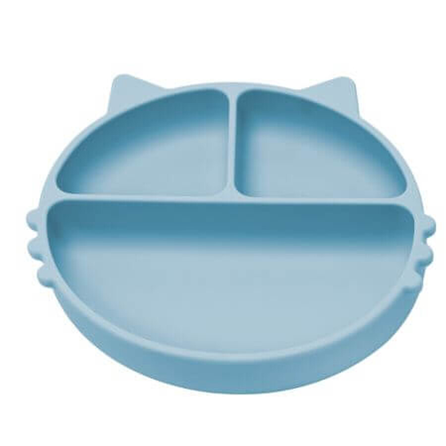 Plato compartimentado de silicona con ventosa Kitty, 6 meses+, Aqua Blue, Appekids