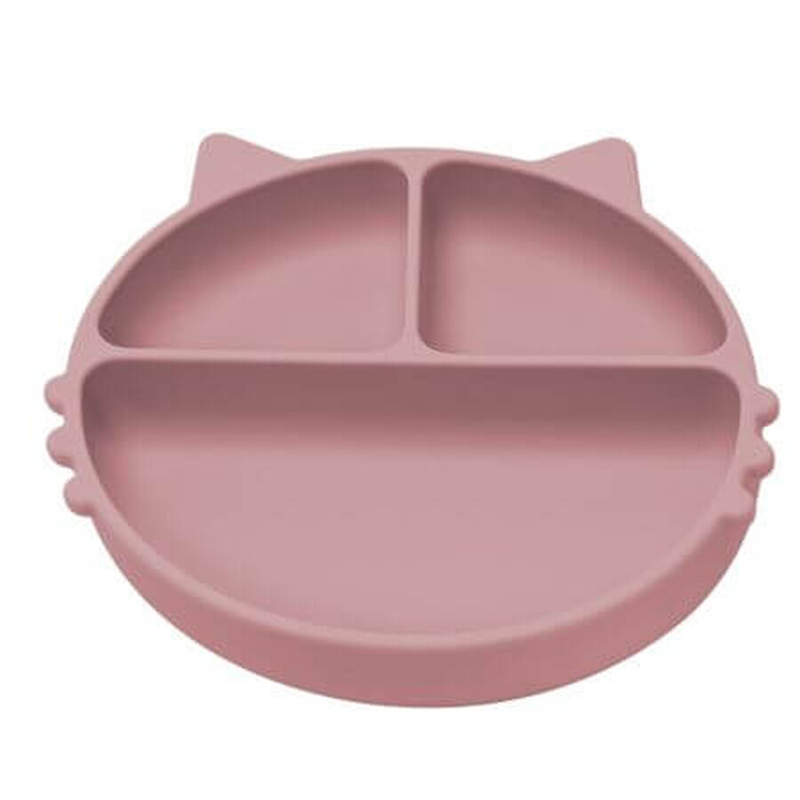 Assiette compartimentée en silicone avec ventouse Kitty, 6 mois+, Old Rose, Appekids