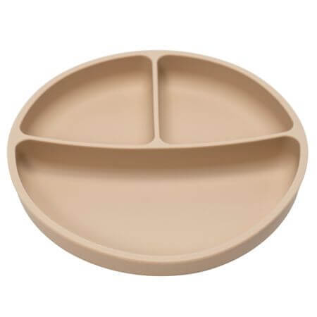 Plato de silicona compartimentado con ventosa, 6 meses+, Bubble Beige, Appekids