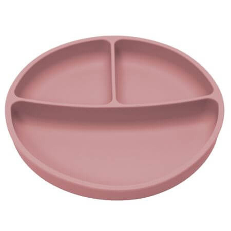 Piatto in silicone compartimentato con ventosa, 6 mesi+, Old Rose, Appekids