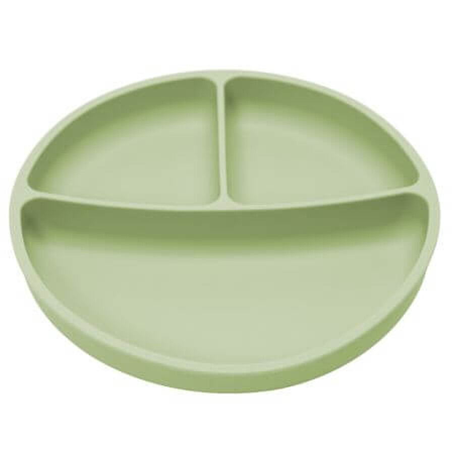 Plato de silicona compartimentado con ventosa, 6 meses+, Verde crudo, Appekids