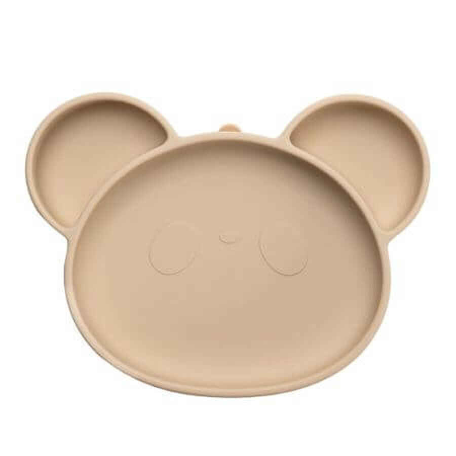 Plato de silicona con ventosa Panda, 6 meses+, Bubble Beige, Appekids