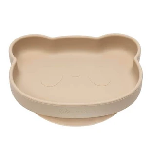 Silikonowy talerzyk z przyssawką Mały Miś, 6 miesięcy+, Bubble Beige, Appekids