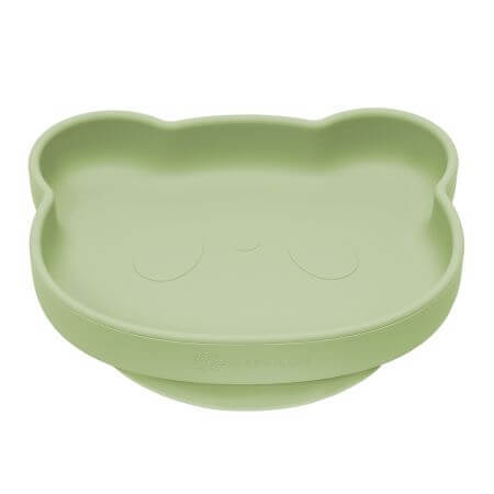 L'assiette en silicone du Petit Ours avec ventouse, 6 mois et +, Raw Green, Appekids