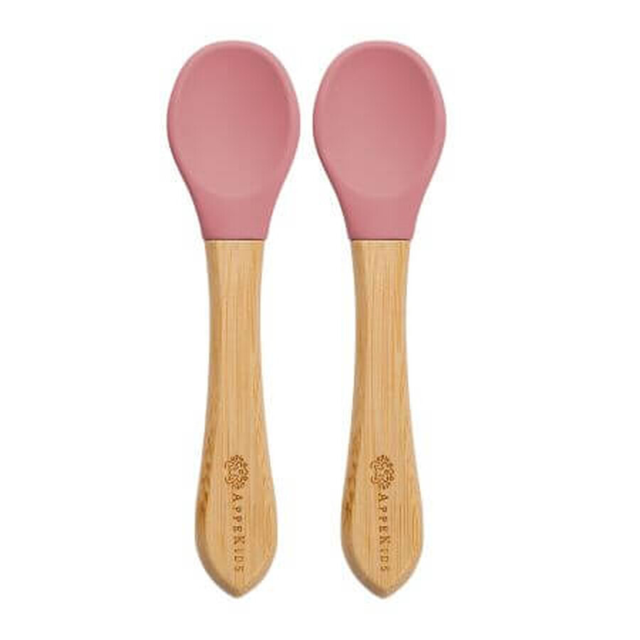 Juego de cucharas de bambú, 6 meses+, Old Rose, Appekids