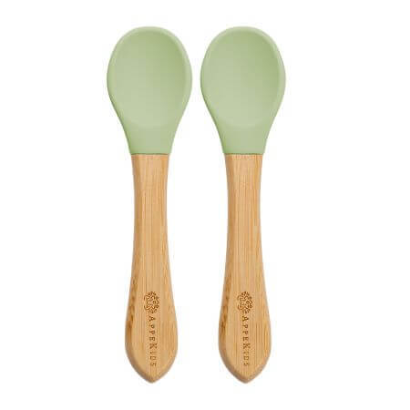 Juego de cucharas de bambú, 6 meses+, Raw Green, Appekids