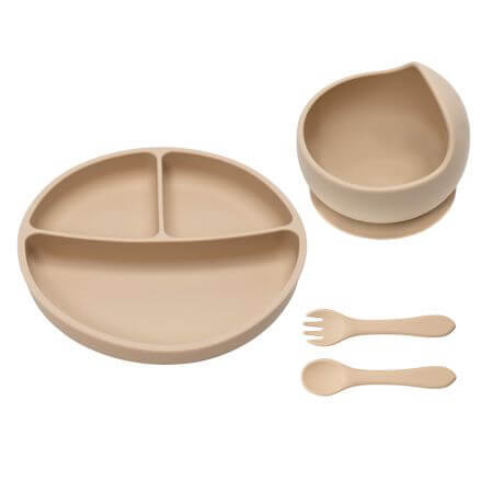 Set Básico de Desviación de Silicona, 6 meses+, Bubble Beige, Appekids