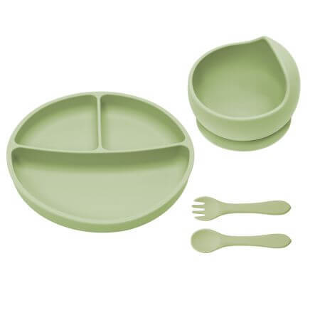 Set Básico de Desviación de Silicona, 6 meses+, Verde crudo, Appekids