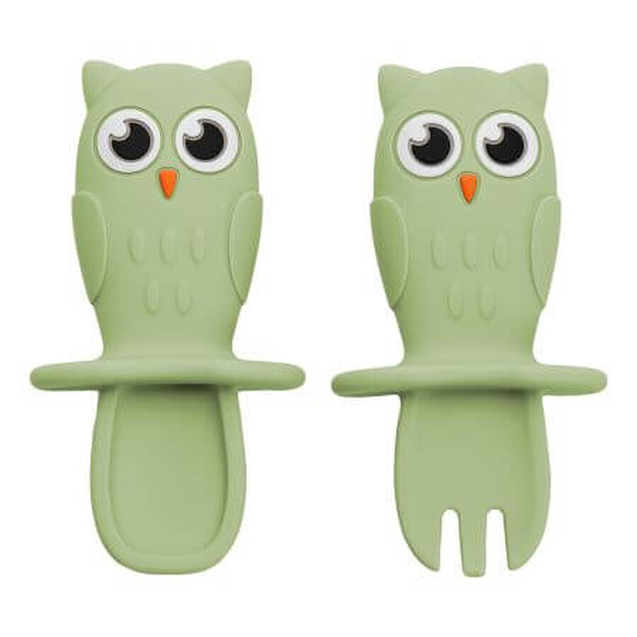 Juego de tacones de silicona Búho, 6 meses+, Verde crudo, Appekids