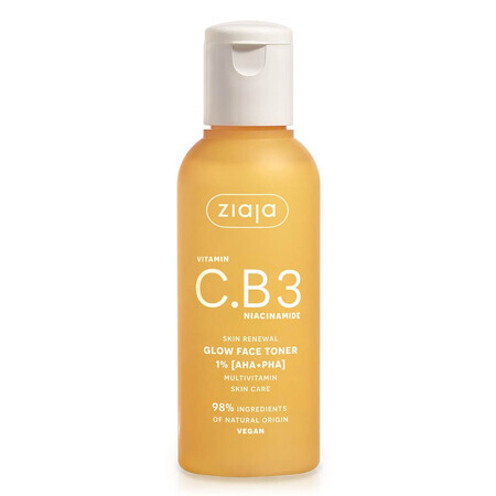 Lotion tonique pour le visage 1% (AHA+PHA) Vitamine C.B3 Niacinamide, 120 ml, Ziaja