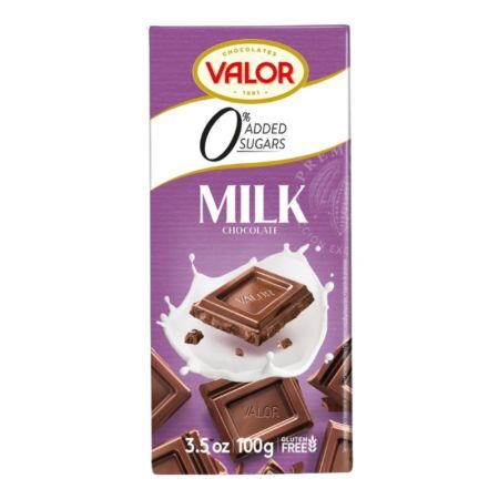 Chocolate con leche sin azúcar, 100 g, Valor